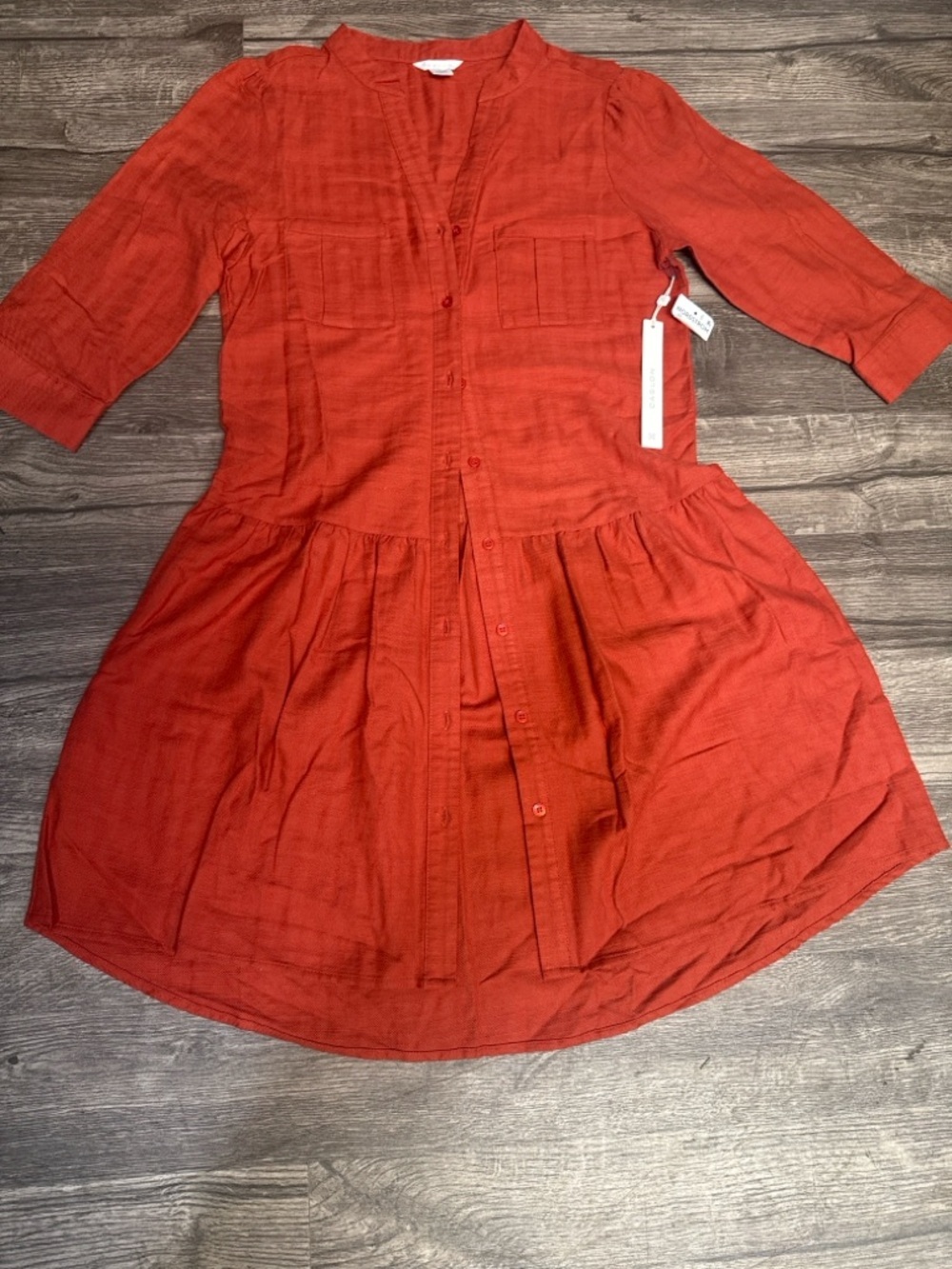 Caslon Rust Button-Front Mini Dress - Picture 5 of 7